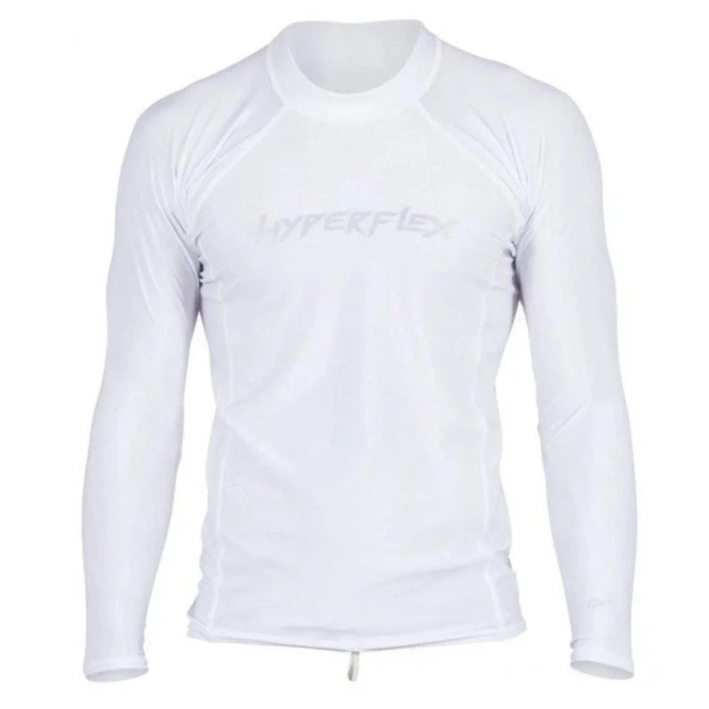 Hyperflex Men's Rashguard Loose Fit Long Sleeve 50+ UV Protection White 2XL